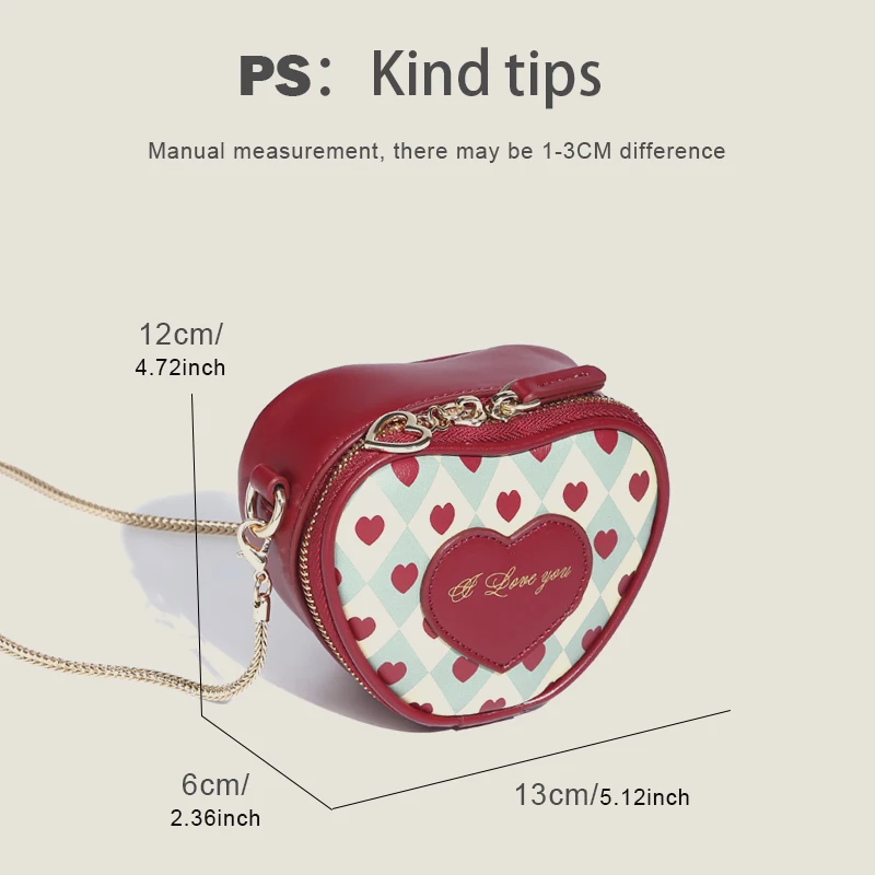 MEDIOW Minaudiere Mini Bags For Women Luxury Designer 2023 New In PU Heart-Shaped Printing Letter Decorative Chain Shoulder Bag