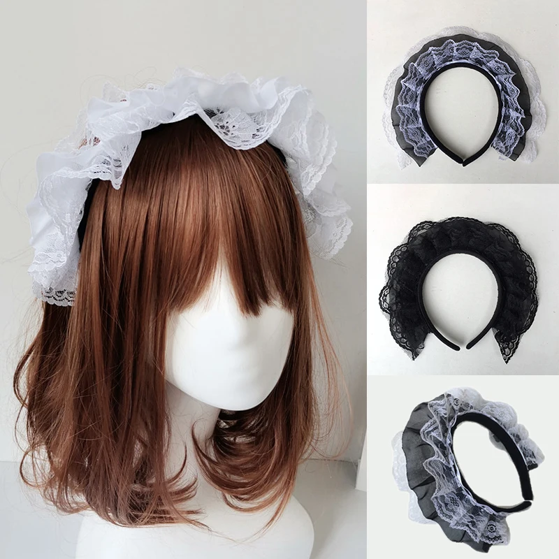 Japanese Lolita Lace Ribbon Bowknot Headband Sweet Headpieces Halloween Party Anime Cosplay Hairband Headwear Hair Accessories