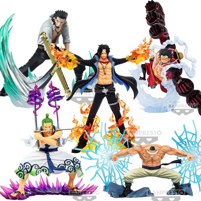 Bandai Banpresto Stuk DXF Luffy Ace Zoro Dracule Mihawk Edward Newgate Figuur Model Anime Pop Speelgoed Kid Gift Desktop Ornamenten