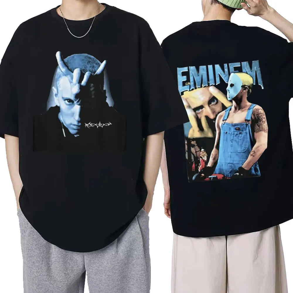 Hip Hop Rapper Eminem Slim Shady T-shirts Vintage High Street T Shirt Men Women Harajuku Tee Shirt Oversized Streetwear Unisex