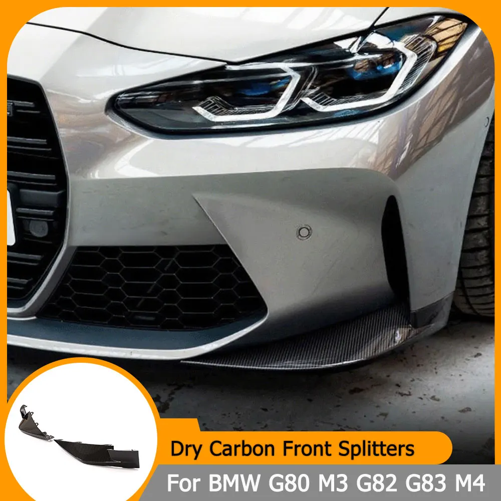 

Сухой передний бампер из углеродного волокна, разделители для губ, фартук для BMW G80 M3 G82 G83 M4 2021-2023, передние разветвители, крылышки