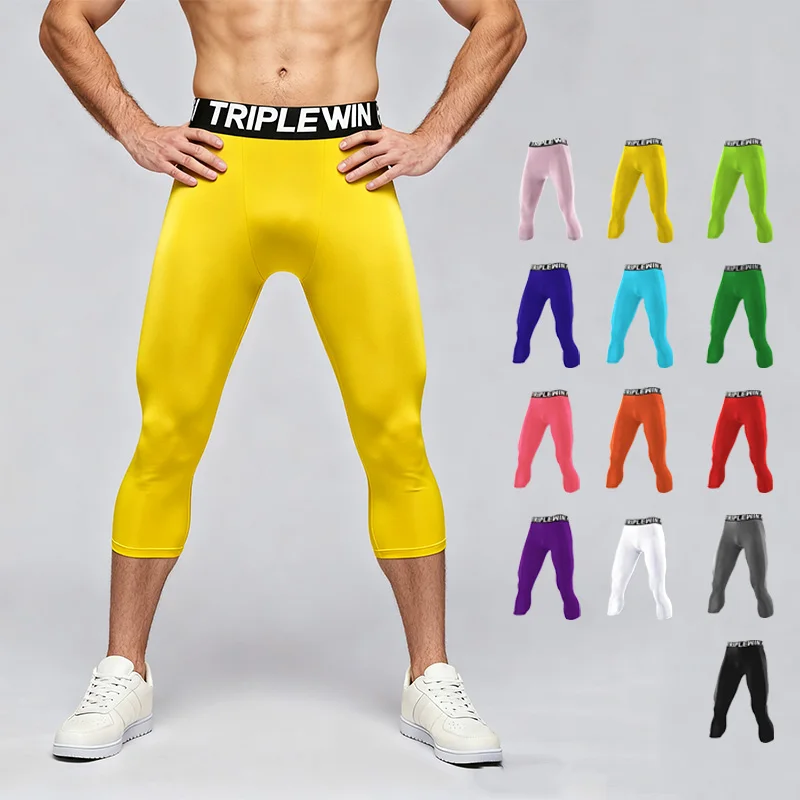 Men Women Kids Children Capri Running Tights GYM 3/4 Pants  Basketball Football Soccer Fitness Exercise Sport Hiking Leggings 01
