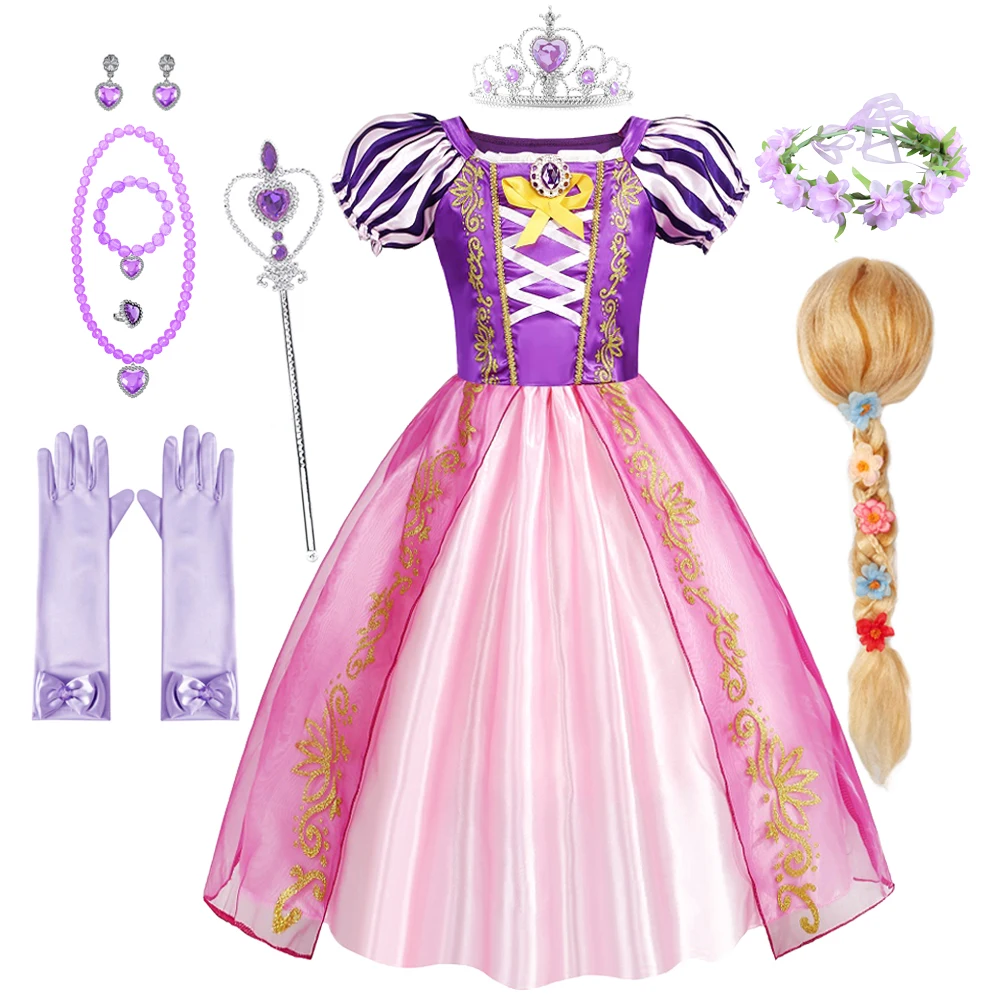 

Костюм Рапунцель, платье для девочек, детское платье принцессы для косплея, детское праздничное платье на Хэллоуин, день рождения, карнавальная одежда для девочек, запутанная одежда