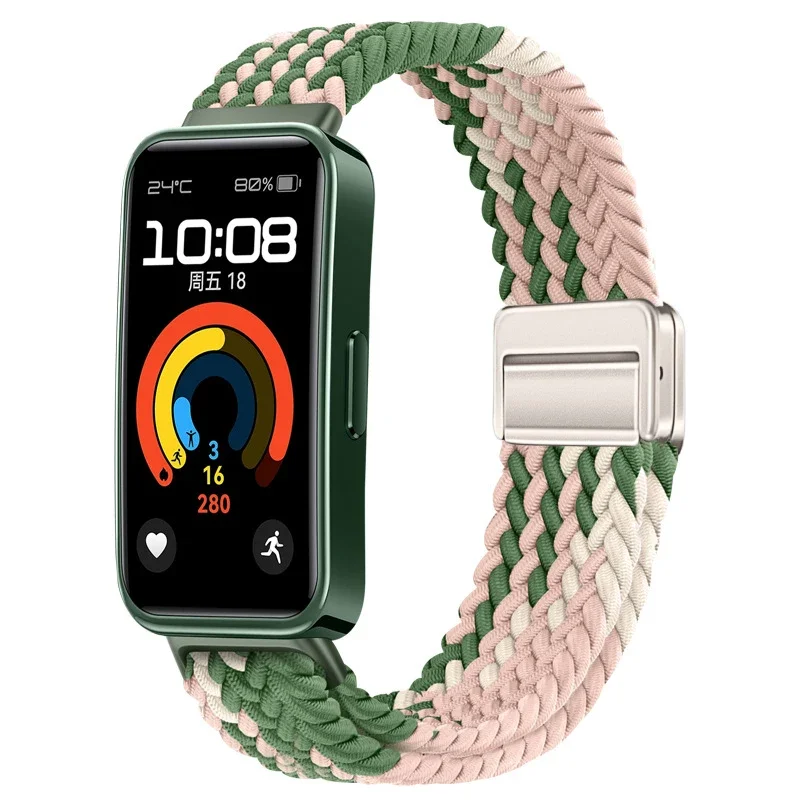 Correa de nailon con hebilla magnética ajustable para Huawei Band 10 9 8, pulsera de bucle trenzado para Huanwei Band 10/9, accesorios de pulsera