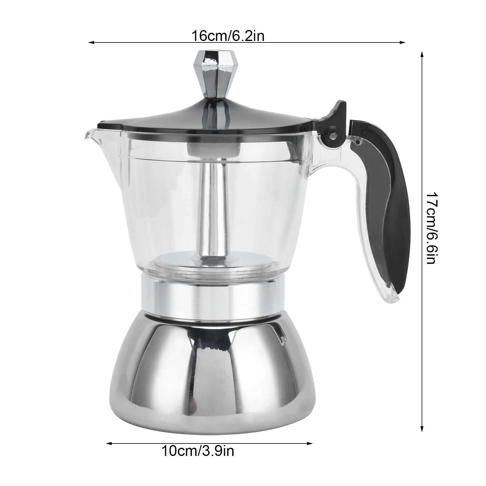 200ml 4 Cup Stovetop Moka Pot Stainless Steel Household Coffee Pot Maker Kitchen Supplies for Home Hotel Restaurant