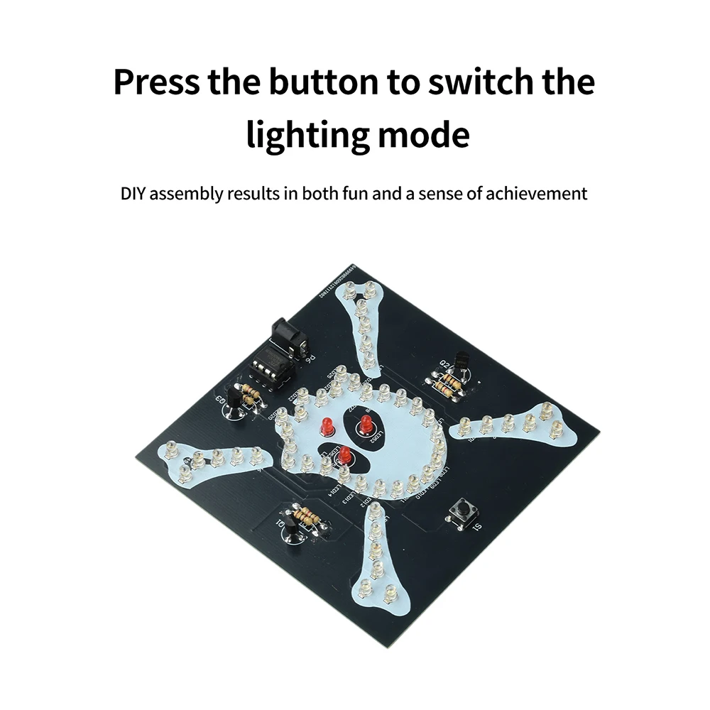 DC 5V Skull LED Light Electronic Kit For Halloween Fun Soldering Project School Welding Assembly Practice Practice Kit