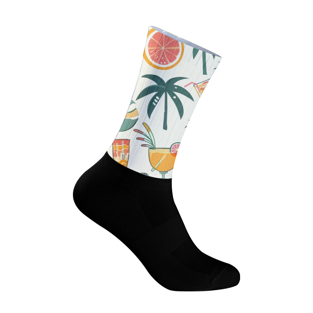 

Cycling Socks with Fruit and Palm Prints New Summer Breathable Cycling Socks Men Women Road Bike Calcetines Ciclismo