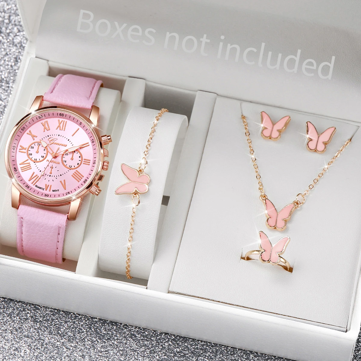 Fashion Women Watches Luxury Roma Dial Quartz Watch Casual Leather Band Wristwatches Jewelry Set Reloj MujerWithout Box