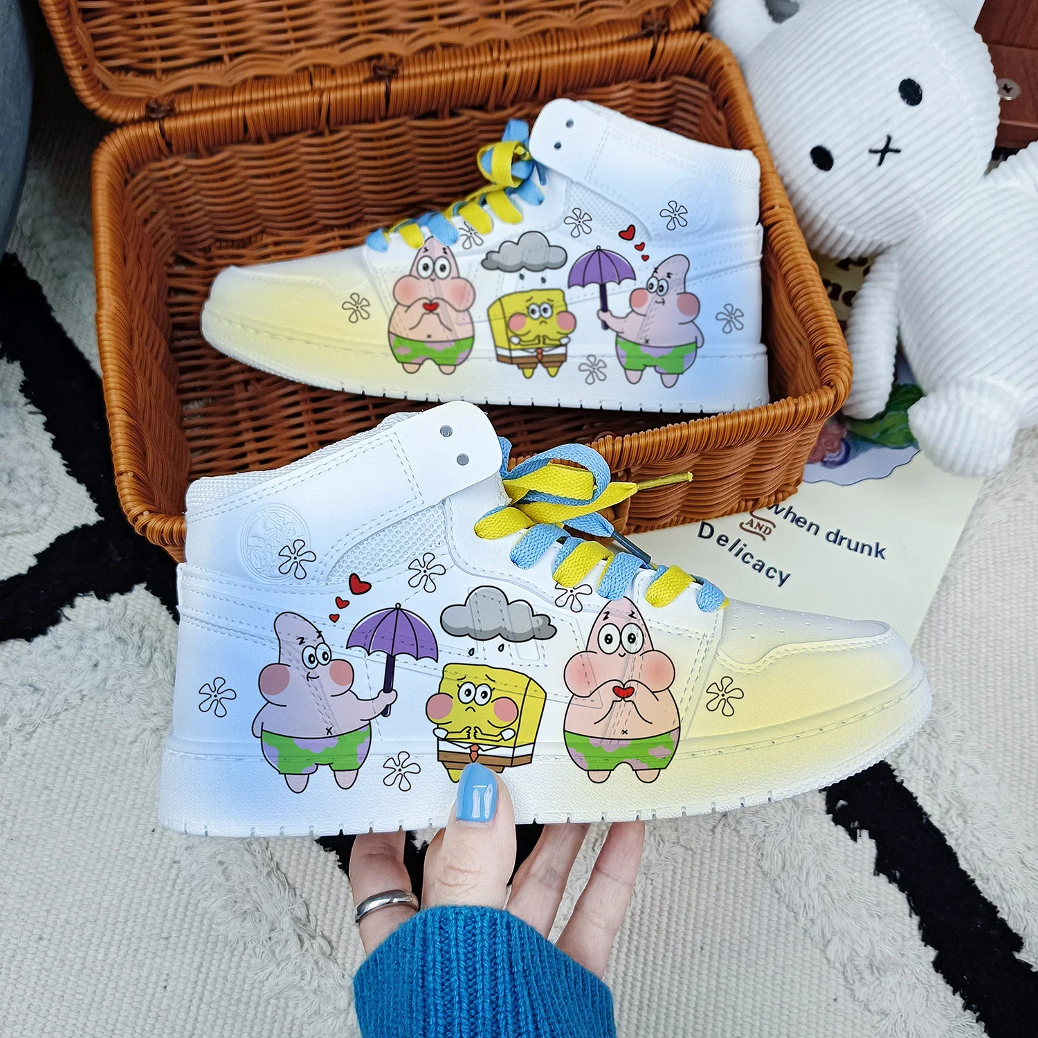 New cartoon SpongeBob SquarePants princess cute Casual shoes soft sports shoes for girlfriend gift EU size 35-44