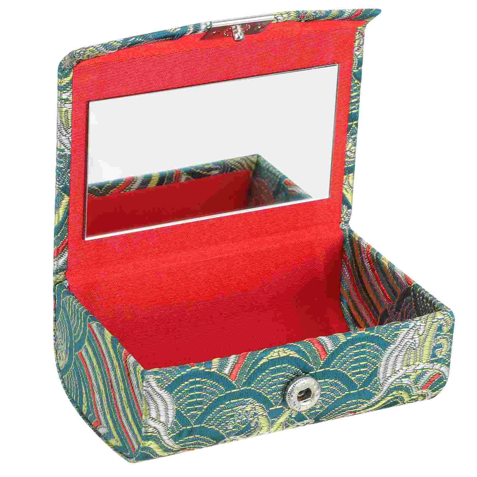 Travel Purse Brocade Lipstick Box Chinese Style Make up Organizer Vintage Holder