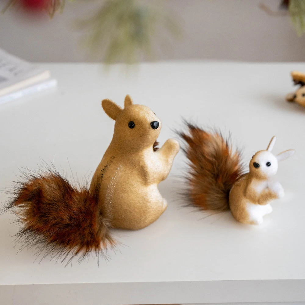 Christmas Decorations Squirrel Pendant Simulation Cute Squirrel for Christmas Tree Doll Small Pendant Xmas Garden Hangings Decor