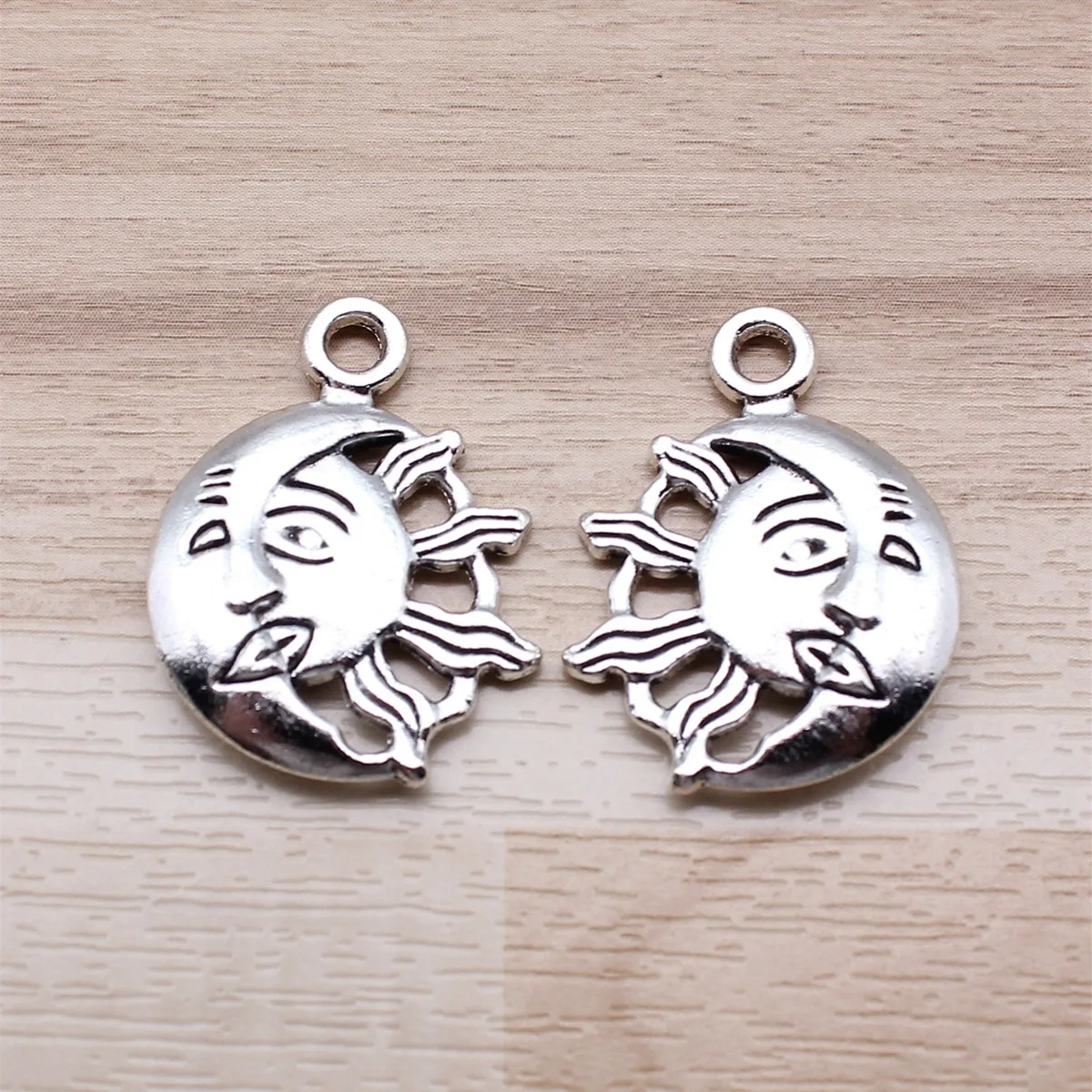 IFOCUS 4pcs/Lot Moon And Sun Charms For DIY Jewelry Making Zinc Alloy 26x20mm/1.02x0.79inch