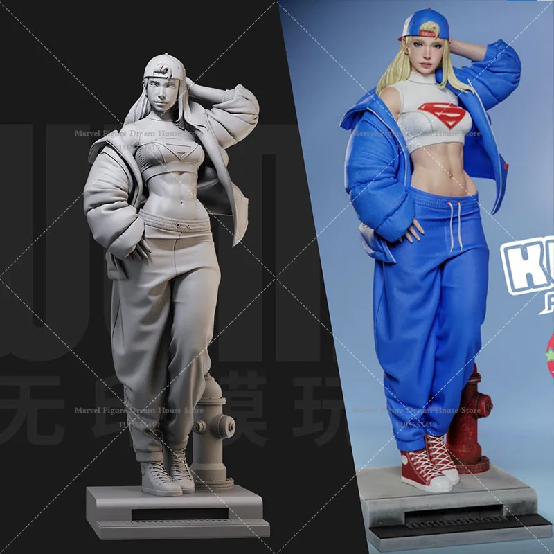 

1/24 1/18 Scale DC Supergirl Kara Zor-El Loose Hoodie Casual Sports Suit DIY Self-assembled GK 3D Resin Un-panited White Doll