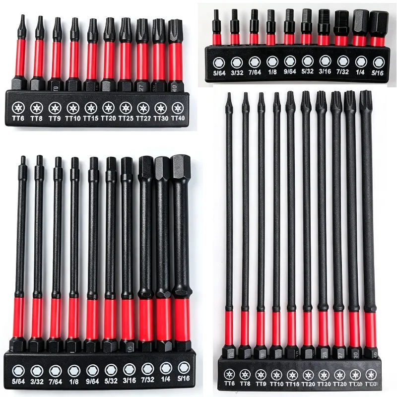 Torx Impact Screwdriver Bits Set S2 Steel Hex Shank Impact Drill Bit Magnetic Electric Drill Bit Driver Hand Tool with Holder