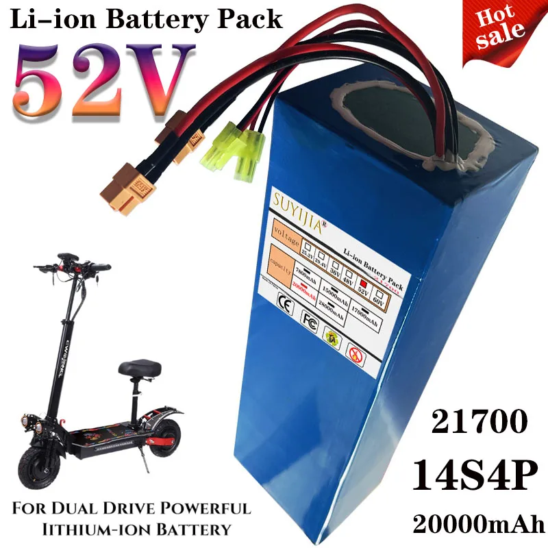 52V 14S4P 20Ah High-Capacity 21700 Lithium-Ion Battery High-Power Dual-Port Fast Charging Suitable for Dual-Drive Electric Scoot