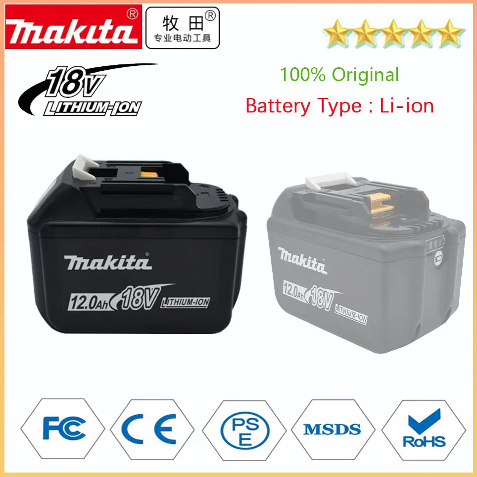 100% Makita Replacement 18V 12.0Ah Battery For BL1830 BL1830B BL1840 BL1840B BL1850 BL1850B rechargeable battery LED indicateur