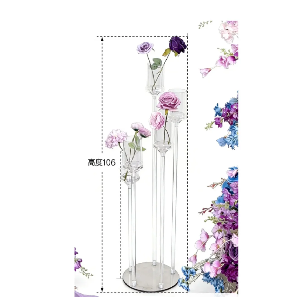 Large Acrylic Candle Holder Wedding Table Centerpieces Prop Light Luxury Candle Stand for Romantic Dinner Decoration