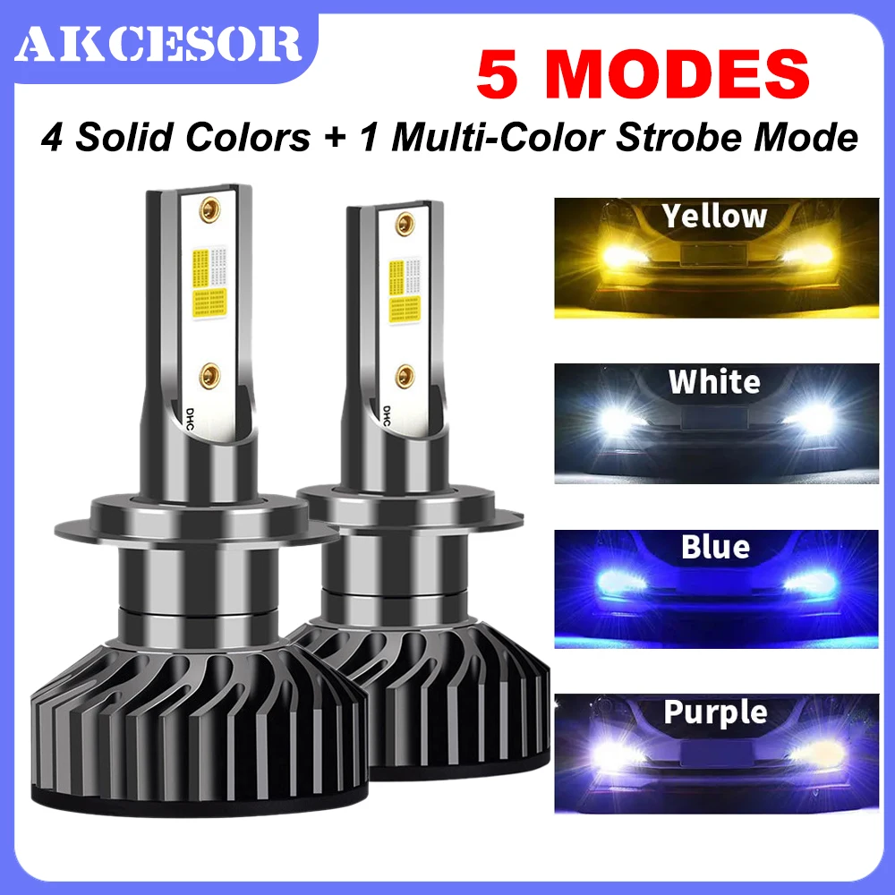 

5 Modes Car Headlight Bulbs LED H7 H4 H11 9004 9005 9006 9007Automotive Modification with 4-color Strobe Light 3000K-12000K