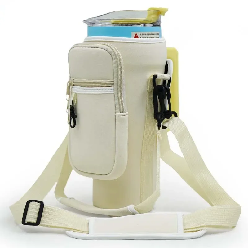 40oz Neoprene Water Bottle Carrier Bag for Stanley Quencher Cup Sleeve with Adjustable Shoulder Strap Water Bottle Holder Pouch