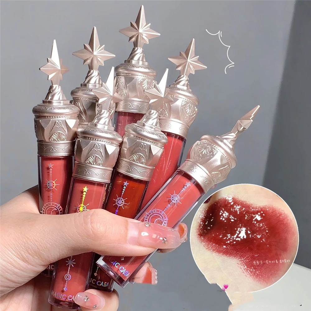 6 Colors Angel Girl Mirror Matte Liquid Lip Gloss Moisturizing Long Lasting Red Pink Lip Gloss Glaze Cute Makeup Product 1Pcs