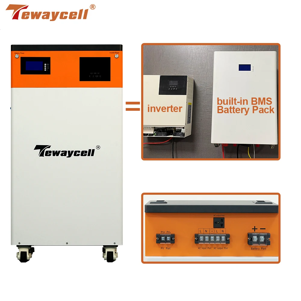 48V 304Ah Powerwall 15KW LiFePO4 Lithium Battery Pack Built-in 5kw Inverter with WiFi MPPT ESS Home Solar Energy System EU noTax