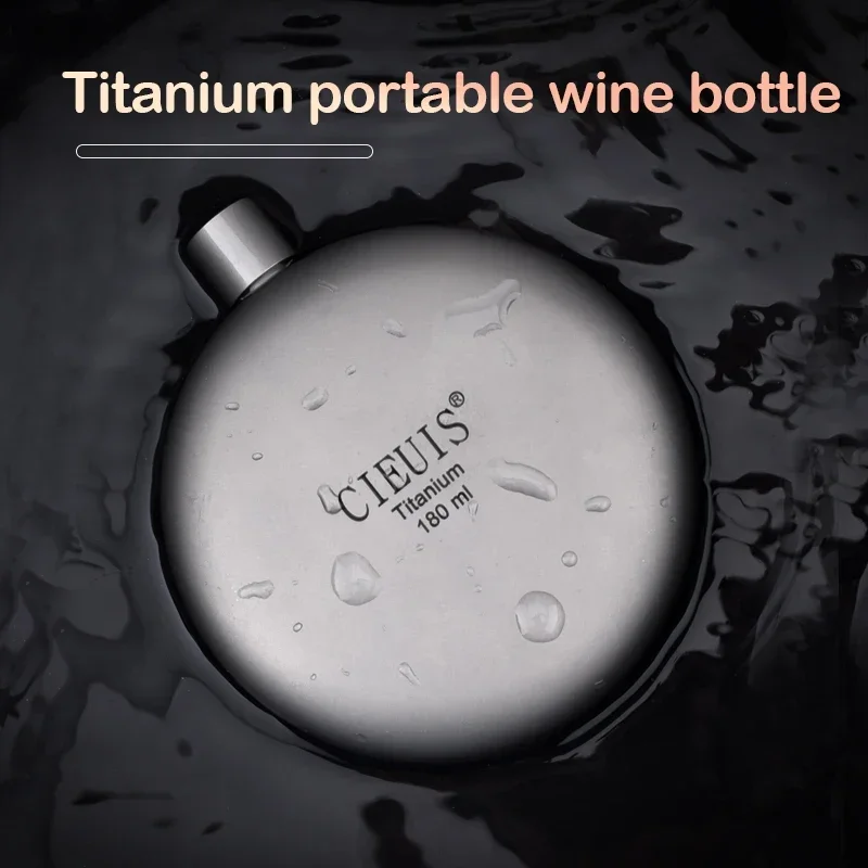 Titanium Flagon 180ML Portable Outdoor Travel Camping Whiskey Wine Alcohol Bottle Tableware Drinkware Hip Flask Picnic Hiking