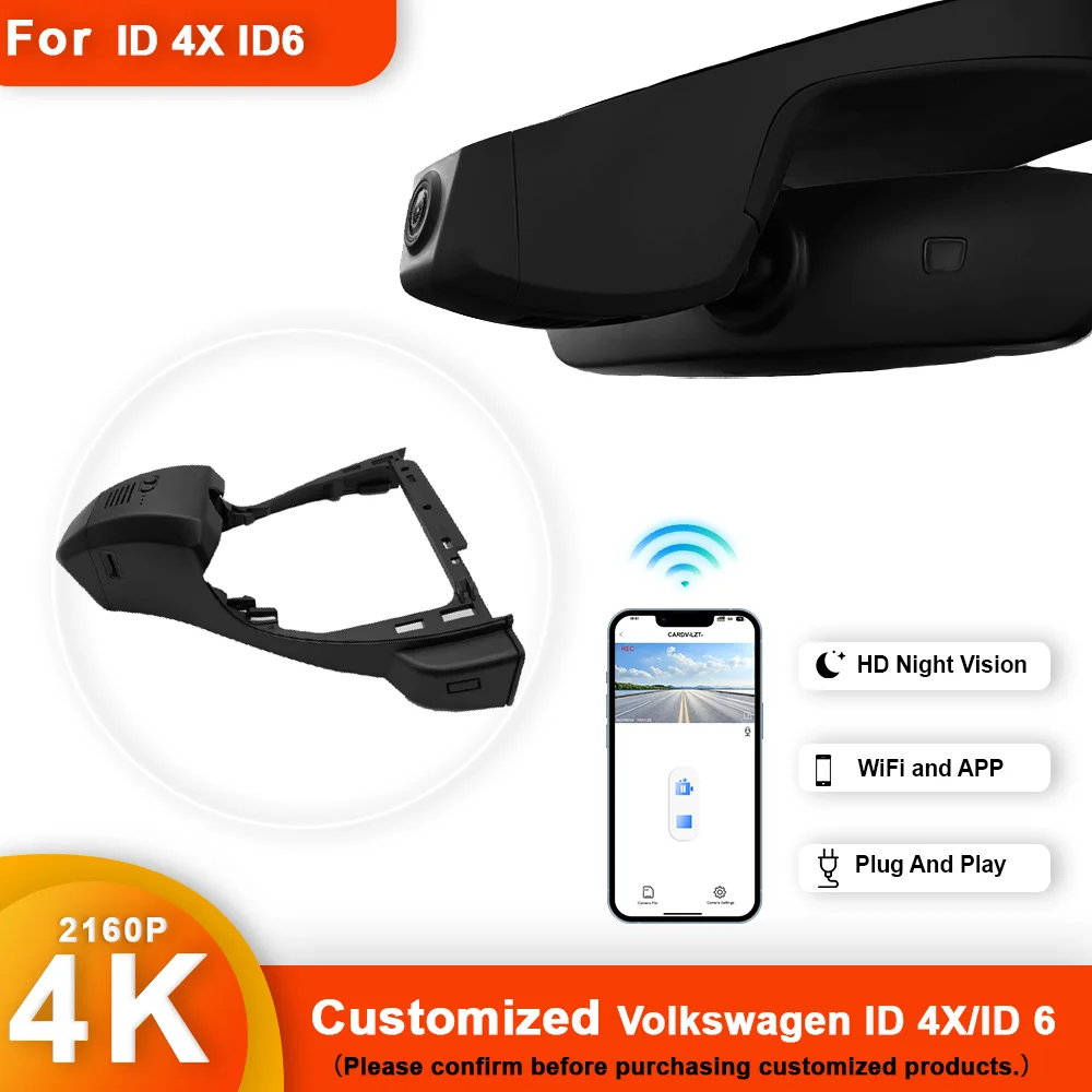 

Customized 4K HD 2160P Plug and play Dash Cam For VW Volkswagen ID.4 ID4 ID 4 AWD Pro S X GTX Plus ID.6X Dvr Dashcam