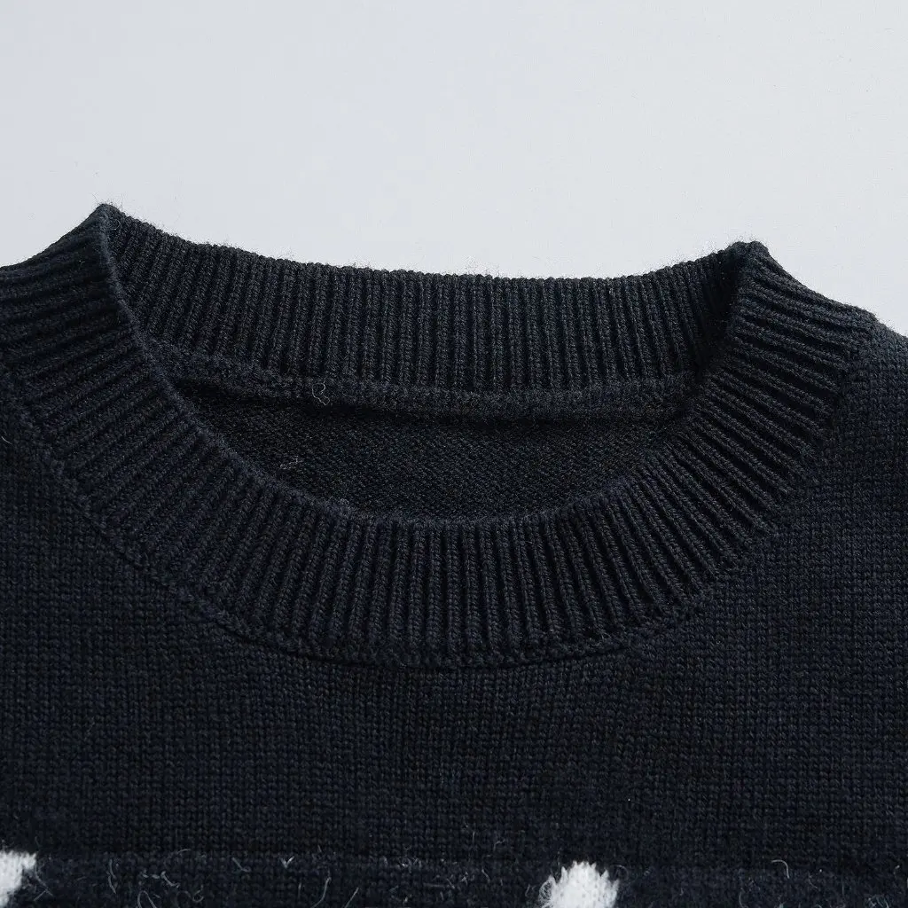 

Женский мохеровый шерстяной топ с вышитыми 3D буквами в западном стиле, ранний весенний трикотаж, нежный дизайн, жаккардовая основа