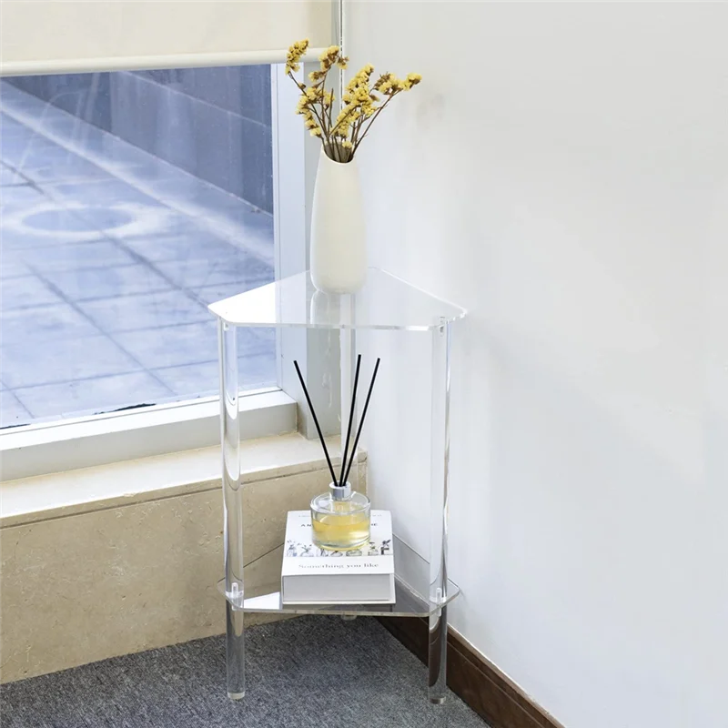 A98E-Clear Acrylic End Table, Corner Side Table For Small Spaces, Small Accent Table For Living Room, Bedroom - Image 5