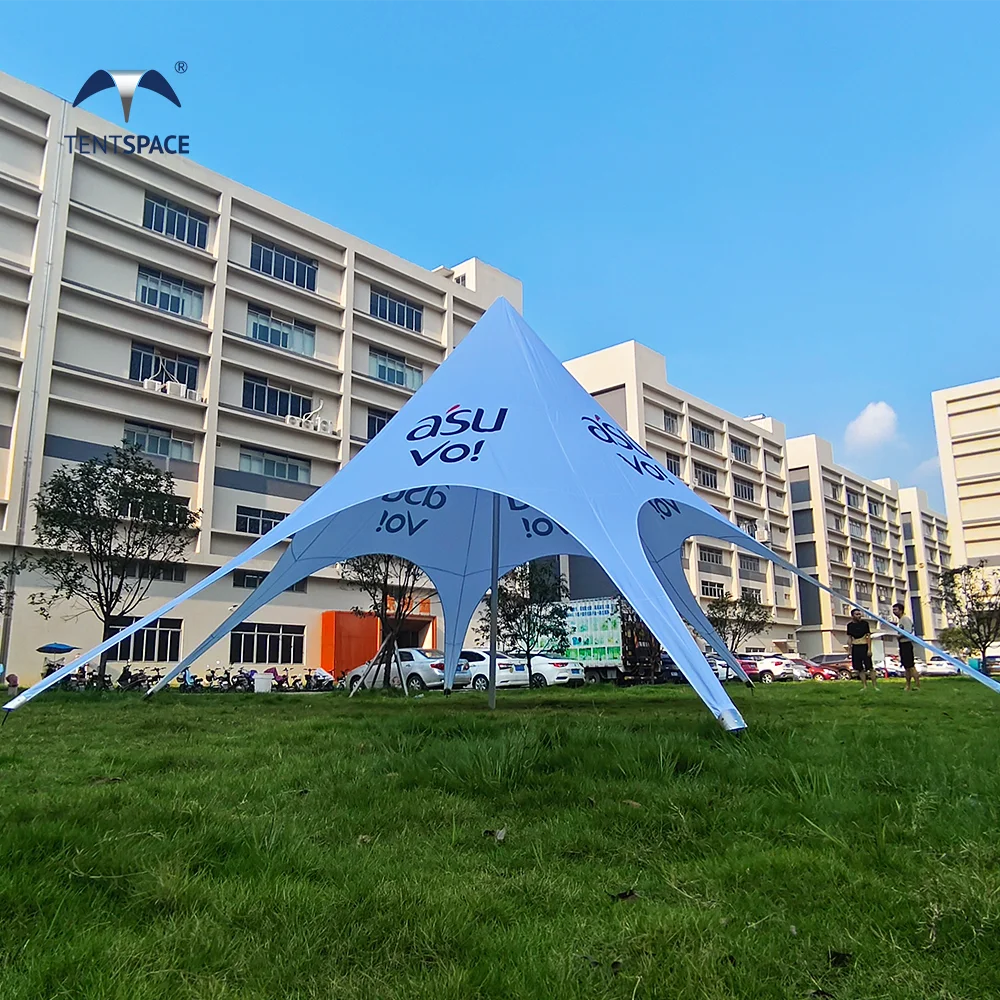 

Aluminum Frame Star Tent 16m Diameter Gazebo Canopy Polyester Oxford PVC Cover Fabric Side Sidewall Supplied Star Shade Tent