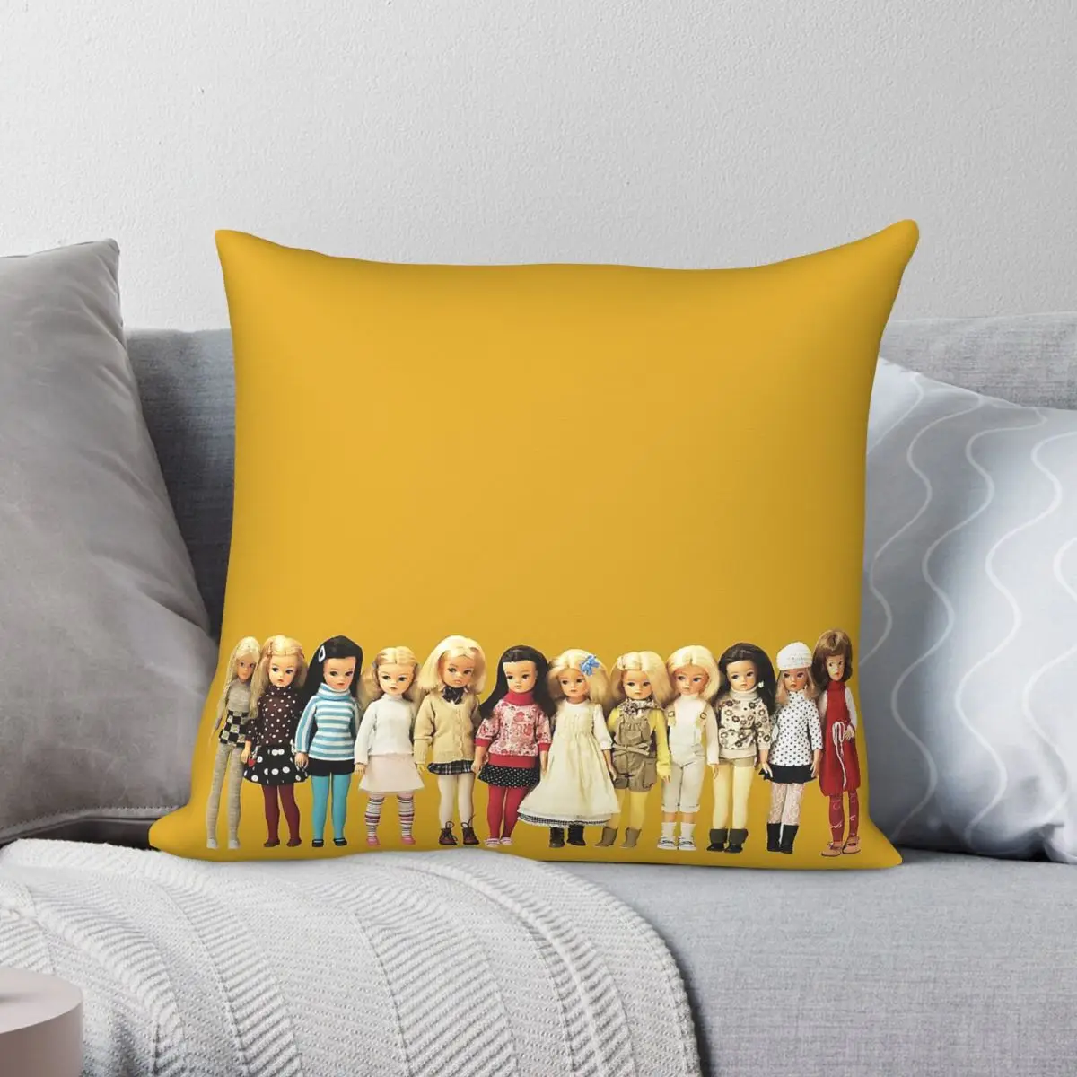 Funda de almohada cuadrada Vintage Pedigree Sindy, funda de cojín decorativa para el hogar con diseño de terciopelo y poliéster, con cremallera