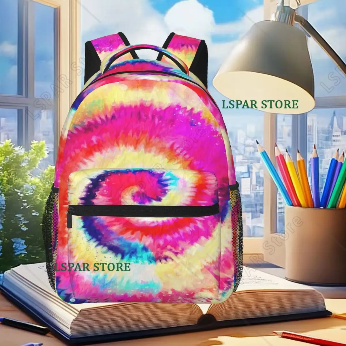 Colorful Tie Dye A Rainbow Swirl Backpack Student Boys Girls BookBag Kids School Bag Laptop Shoulder Bags for Men Women