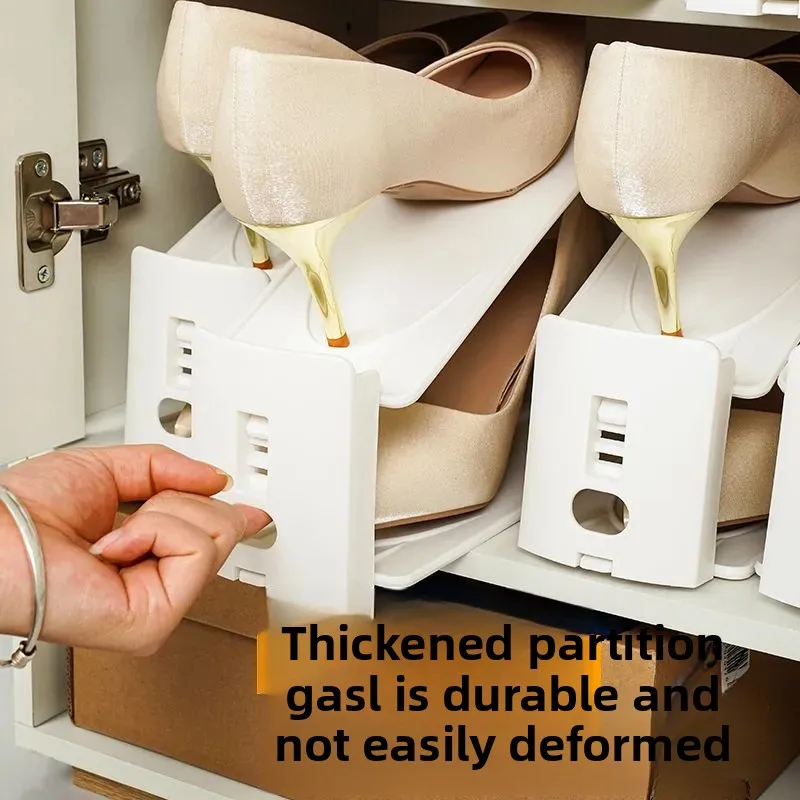 

Double shoe bracket adjustable shoe storage artifact household space saving shoe cabinet layered baffle finishing shoe rack