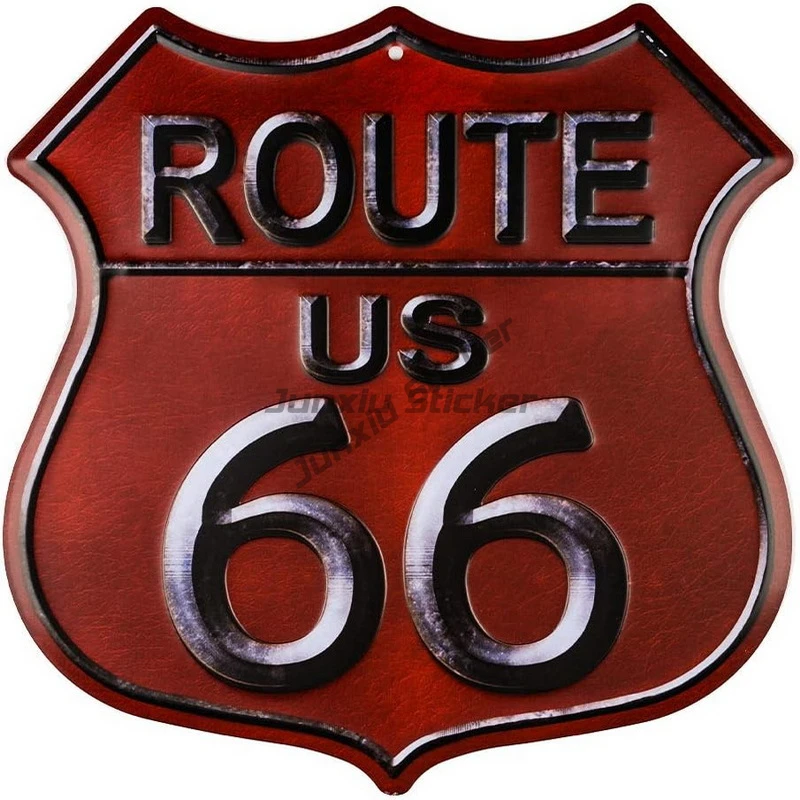 10-28cm Route 66 Vintage Road Signs Decor Stickers for Home Hotel Cafes Bar Garage Motorcycle CAR TRUCK Decor Decals