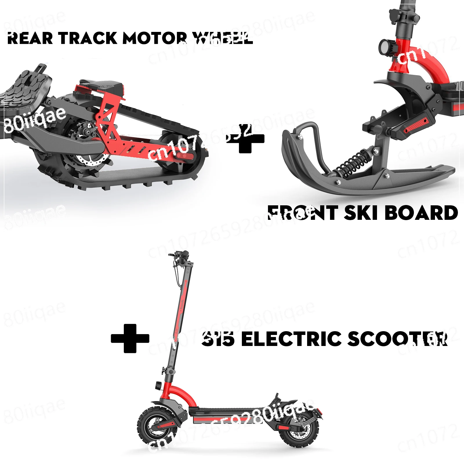 48V 20Ah 2000W Motor Electric Snow Scooter with snow kit for All Terrain Off Road Tracked EScooter 3-in-1 45Km/h Winter sled