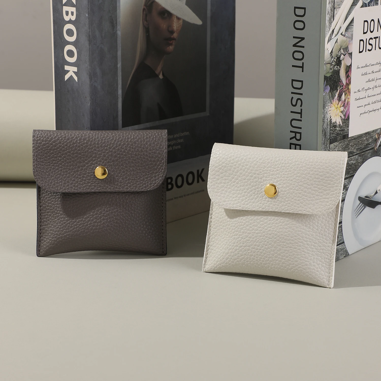 

5pcs/lot 2025 New Design 10x10 PU Lychee Grain Snap Bag Snap Button Packging Bags Jewelry Bags Storage Pouches Can Print Logo