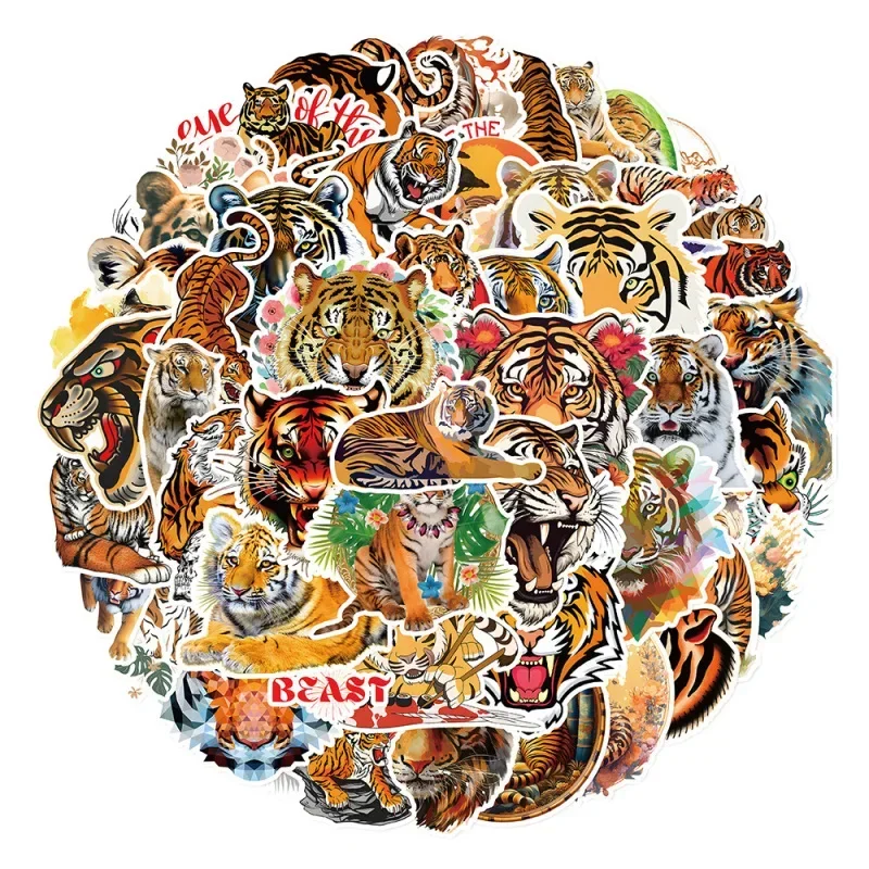 10/25/50Pcs Animal Domineering Tiger Stickers Graffiti Waterproof Cartoon Sticker