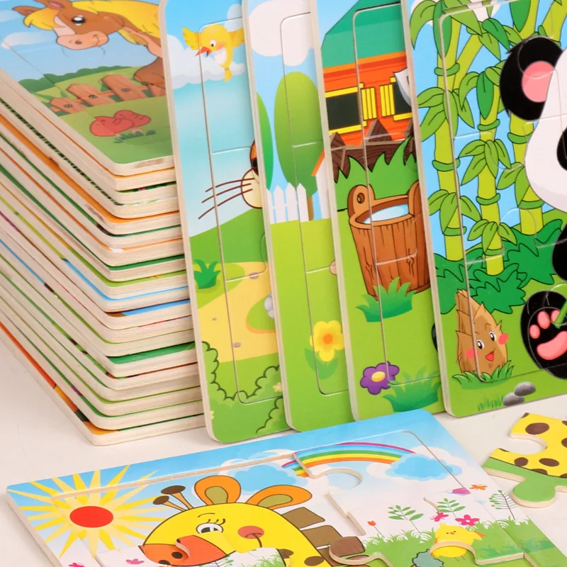 Wooden Puzzles for Kids,Cartoon Animals Puzzles for Toddlers, Educational Preschool Learning Toys for Boys and Girls