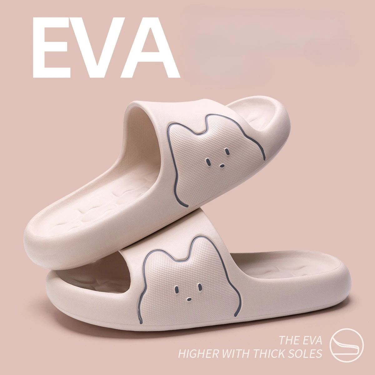 Cute Cartoon rabbit Summer Slippers Men Women Slides Non Slip Bathroom Shower Indoor Home Couple Outdoor beach cloud Sandals