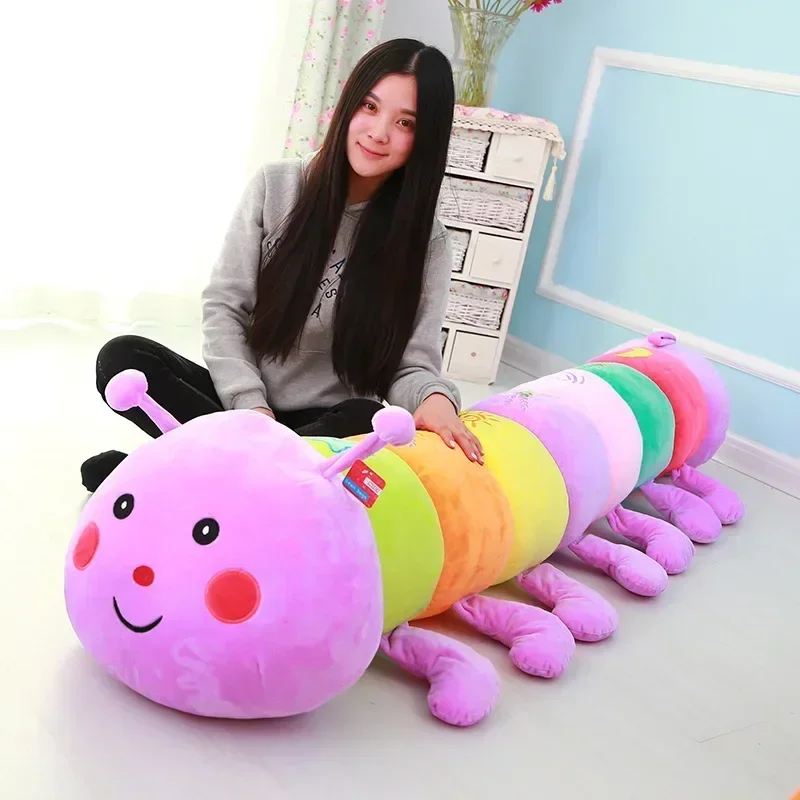 50~190cm Colorful catoon caterpillar plush toy doll soft comfy insect pillow cotton worm bug model sofa car cushion kids gift