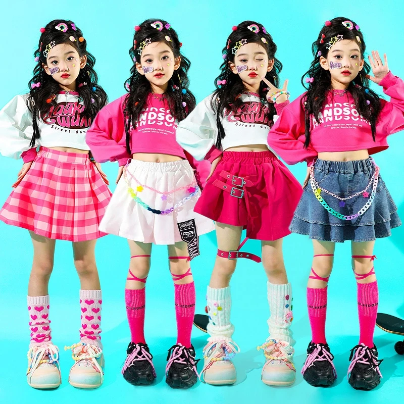 Cheerleading Kpop Jazz Dance Costume Girls Group Performance Outfit Kids Hip Hop Clothes Children'S Stage Party Wear XS9271