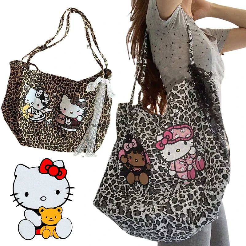 

Sanrio Hello Kitty Shoulder Bag Large Capacity Tote Handbag Women's Fashion Messenger Bag Cartoon Anime Girl Crossbody Bag Gift