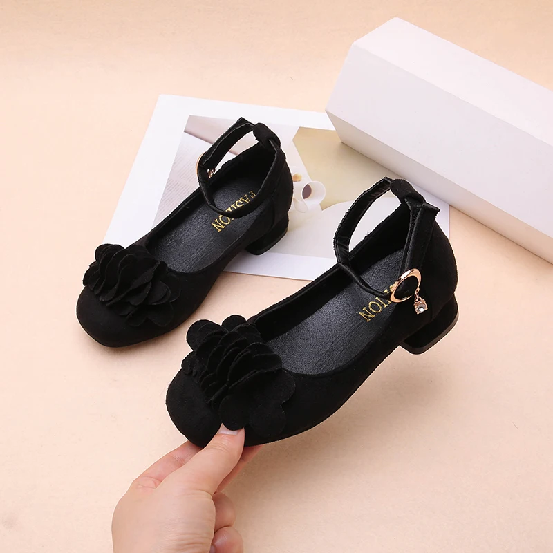 

Fashion Girls Kids Children High Heeled Leathers Shoes Princess Sweet For Evening Party Show Children Leathers Shoes 27-38 Hot