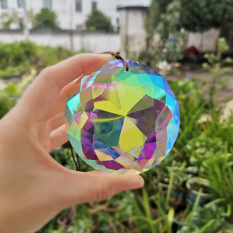 76MM Crystal Prism Suncatcher Glass Chandelier Hanging Pendant Accessories Home Wedding Garden Decor Ornament DIY Craft Figurine