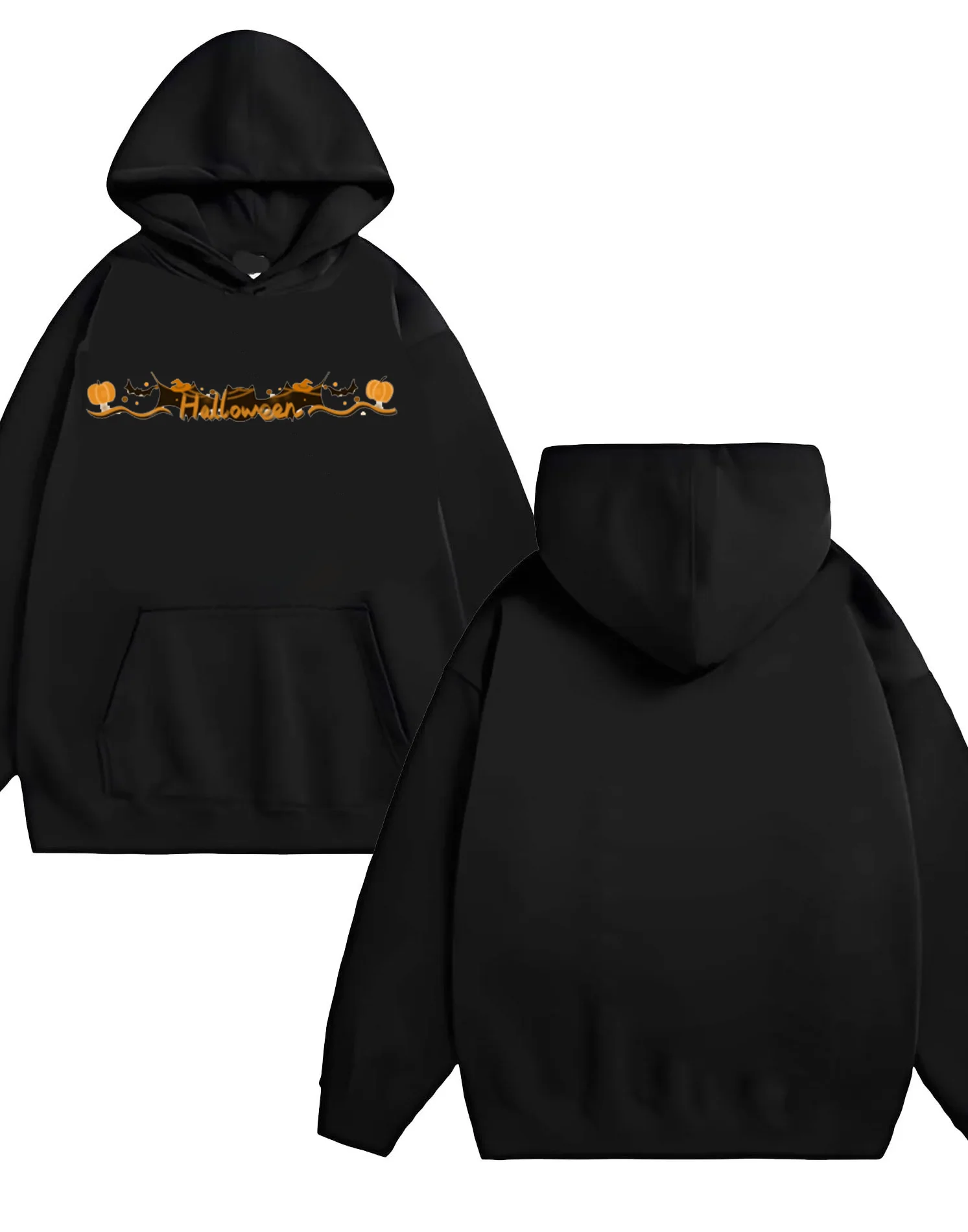 Sweater hoodie berat 330G dengan motif labu Halloween dan huruf cetak, model longgar dan kasual untuk pria dan wanita, tren terbaru 2025