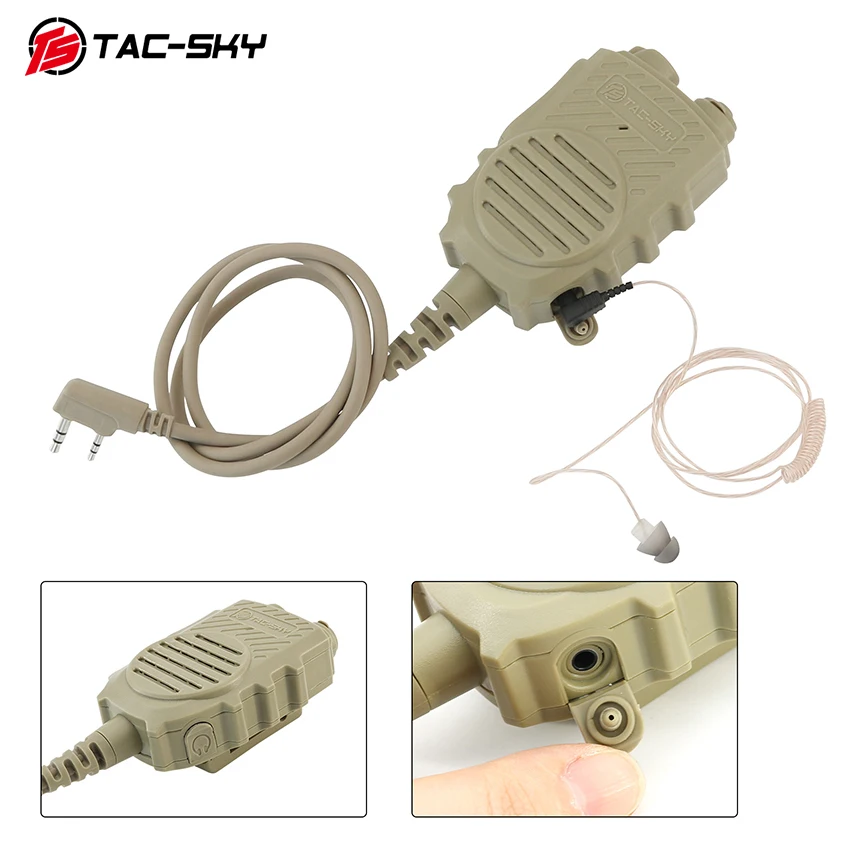TAC-SKY Multifunctional Handheld Microphone Ptt with 3.5mm Jack and 7.0mm Jack Compatible with COMTAC Tactical Shooting Headset