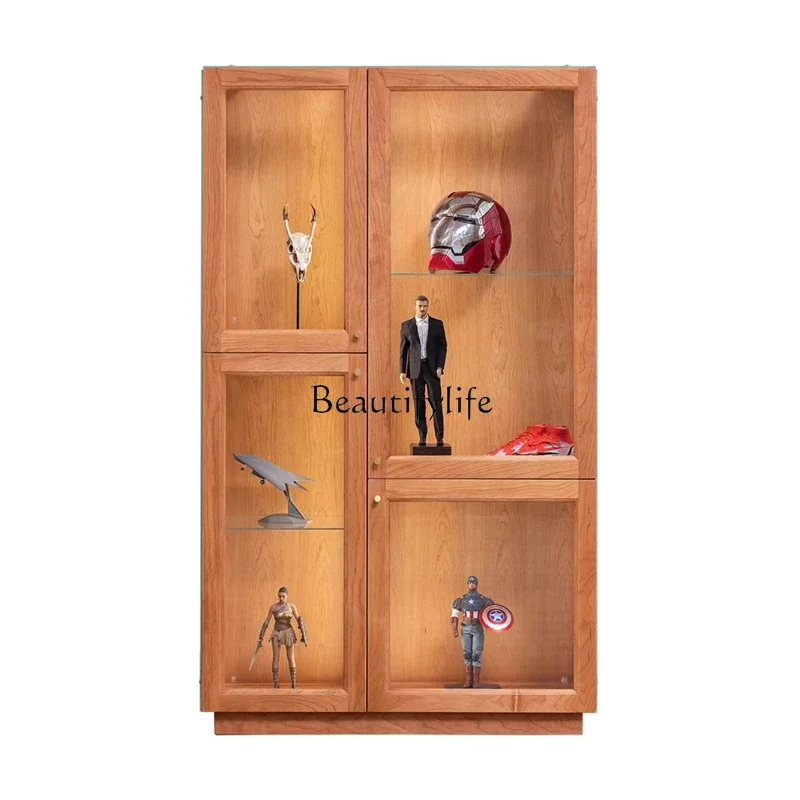 

ls 18Nordic Solid Wood Glass Combination Display Cabinet Cherry Wood Wine Cabinet