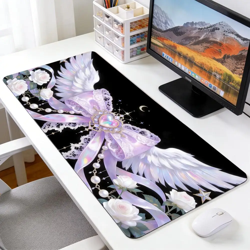 

Коврик для мыши с принтом в виде галстука-бабочки, большой размер, с прошитыми краями, легко чистится, моющийся, противоскользящий, для офиса и учебы