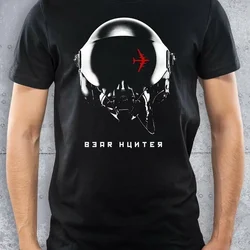 Bear Hunter Fighter Pilot Helmet Aviation Themed T-Shirt 100% Cotton O-Neck Summer Short Sleeve Casual Mens T-shirt Size S-3XL