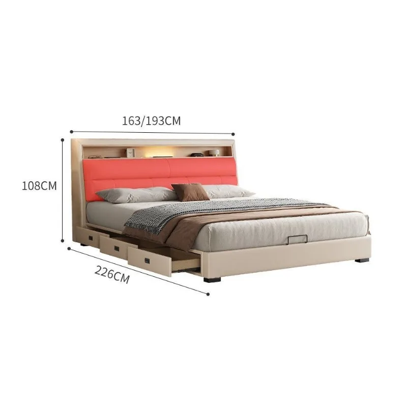 سرير بإطار لغرف النوم، سرير تخزين حديث على اللوح الأمامي، سرير فاخر متعدد الوظائف، فريد من نوعه، ملحقات منزل Muebles Para El Hogar #5